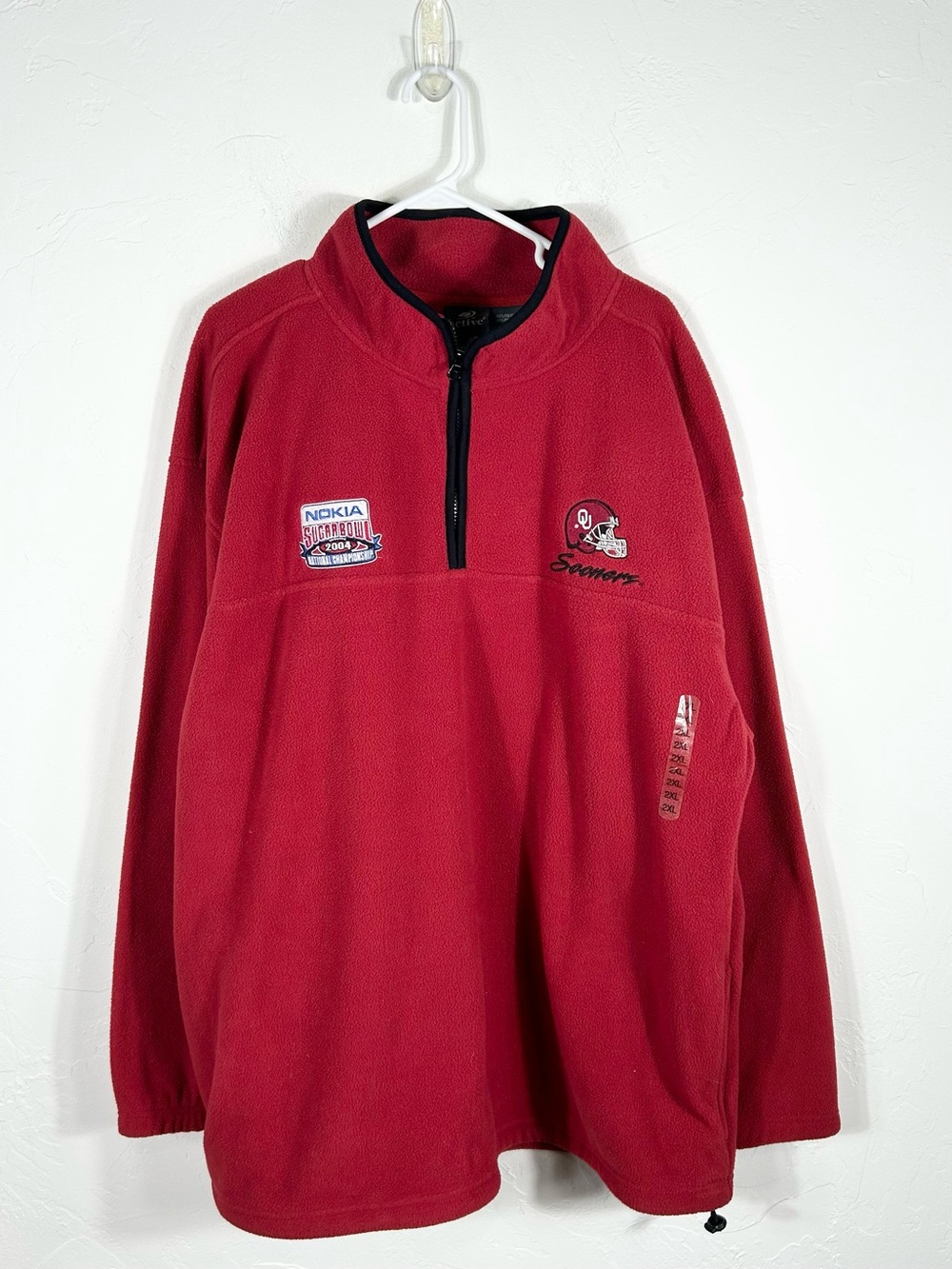 👁️ Oklahoma University Sooners 2004 National Champs Sugar Bowl Fleece Zip-Up NWT